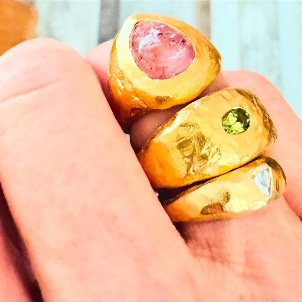 Diamond slice ring gold vermeil size 7 - Picture 2 of 5